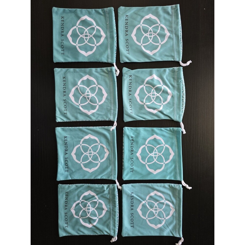 Lot Of 8 Cloth Jewelry Dust Bags Authentic Kendra Scott Approx 5” X 6”